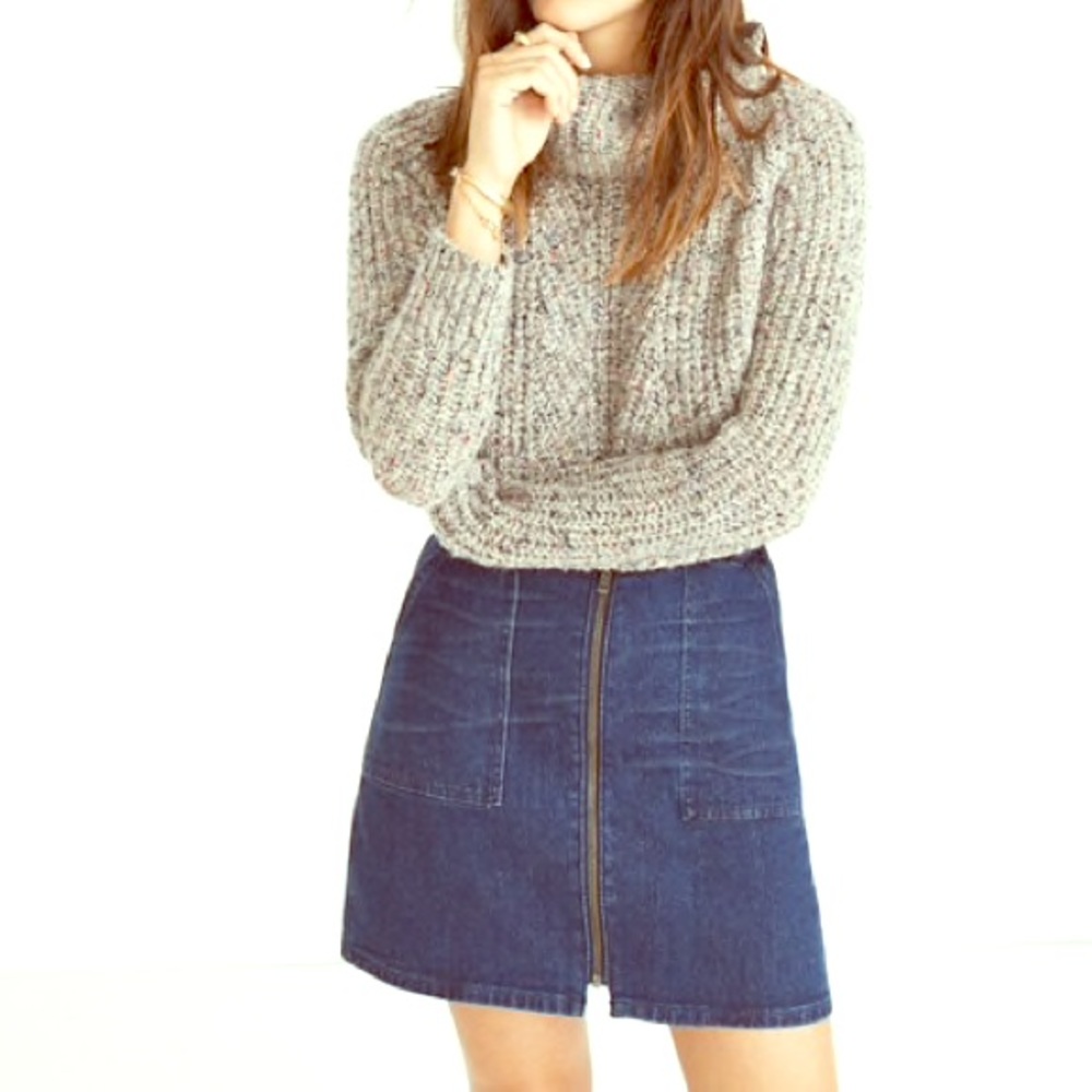 Madewell Dark Wash Utility Zip Denim Skirt